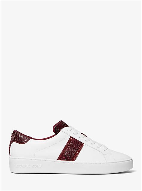 sneakers irving michael kors|Irving Leather and Embossed Stripe Sneaker .